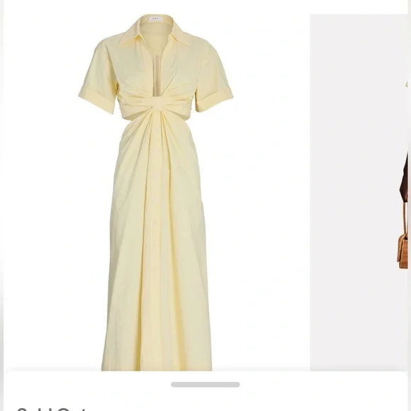 A.L.C. GEORGIA KNOTTED POPLIN SHIRT DRESS (Color: YELLOW, Size: 2) - Picture 4 of 10